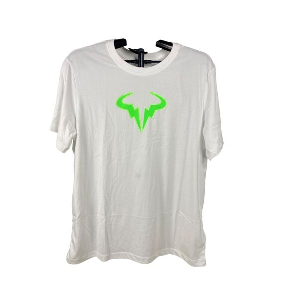 Nike Rafa Nadal Bull Logo Dri-FIT T-Shirt White Neon Green | Women’s Large - Picture 3 of 7